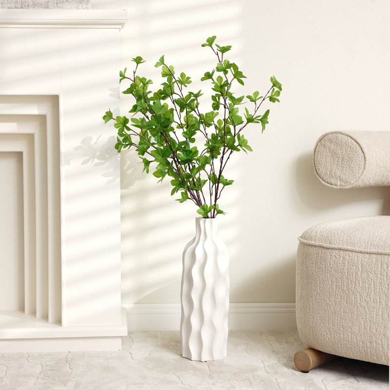 15.9'' H Modern White Wavy Ceramic Vase