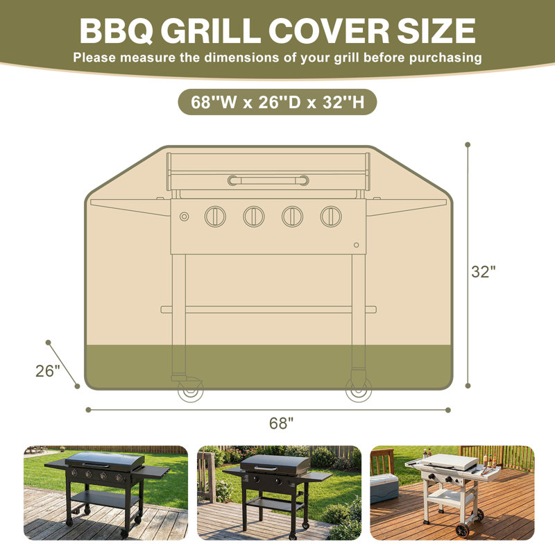 Couvercle de barbecue à couvercle robuste à 3-6 brûleurs Aoodor BBQ, 68"W x 26"D x 32"H