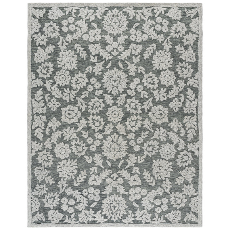 Blossom Hand Tufted Wool;Cotton Damask Indoor Rug, 4'-0" X 6'-0" Rectangle