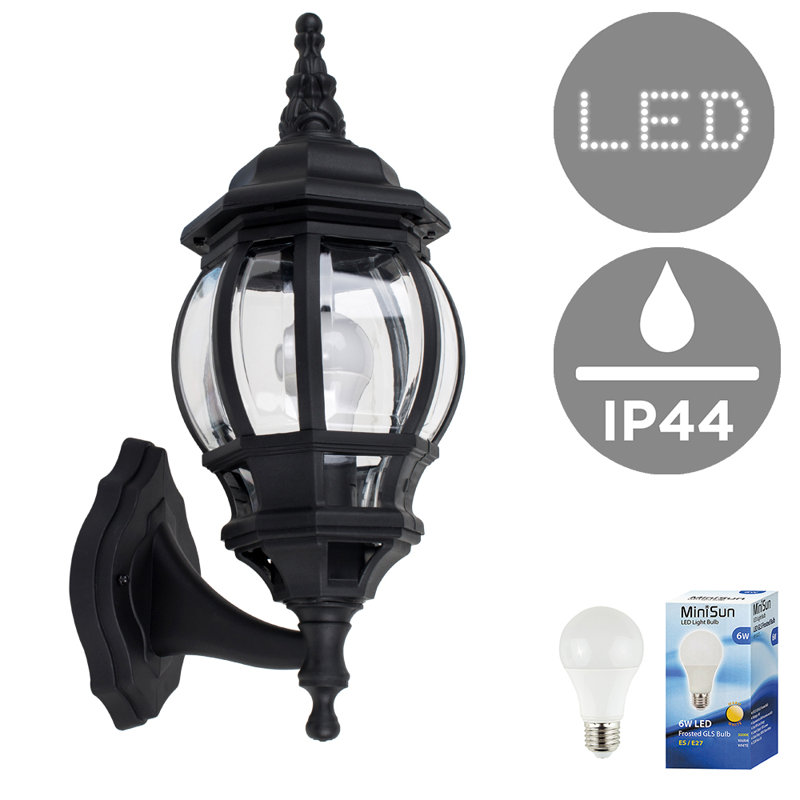 Windsor Black 20cm H Outdoor Wall Lantern