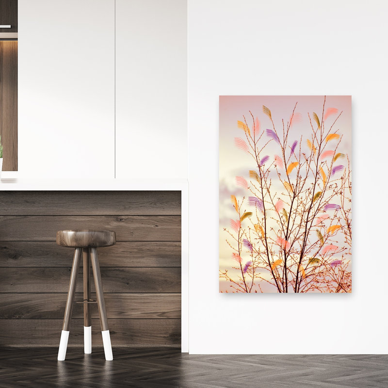 Branches de printemps fantaisistes, impression de nature délicate colorée, printemps, 48" H x 32" W