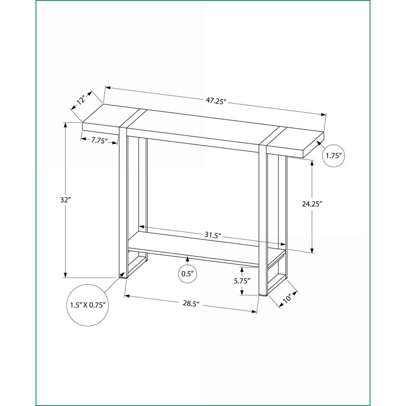 Table basse industrielle en similicuir brun avec pieds en métal noir Rangement supplémentaire, Brun