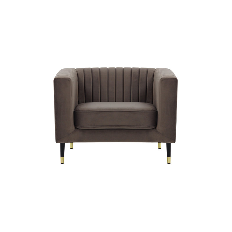 Clevenger Velvet Armchair, Brown