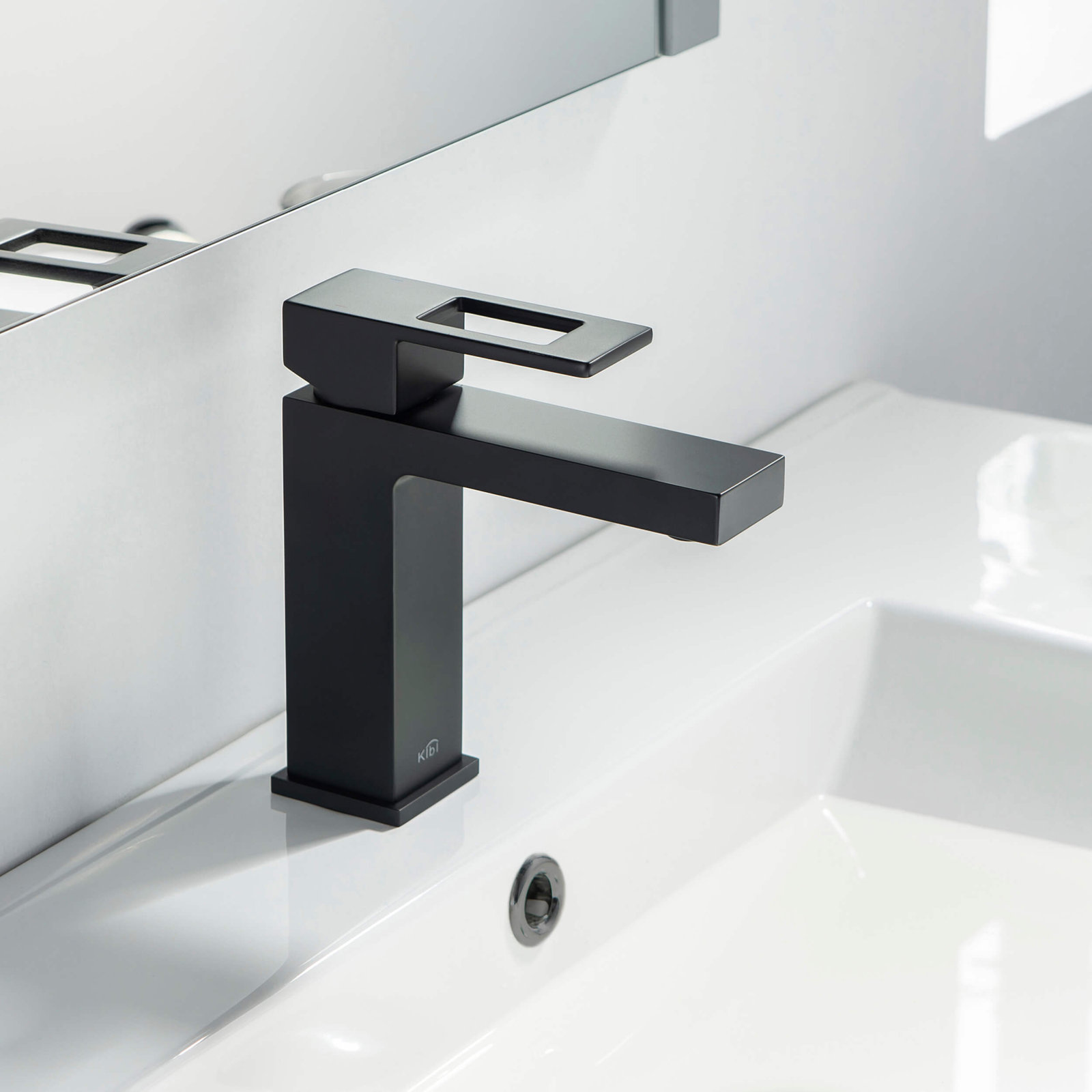 Cubic Single Hole Bathroom Faucet with Optional Drain Assembly, Matte Black, Drain Assembly Not Included