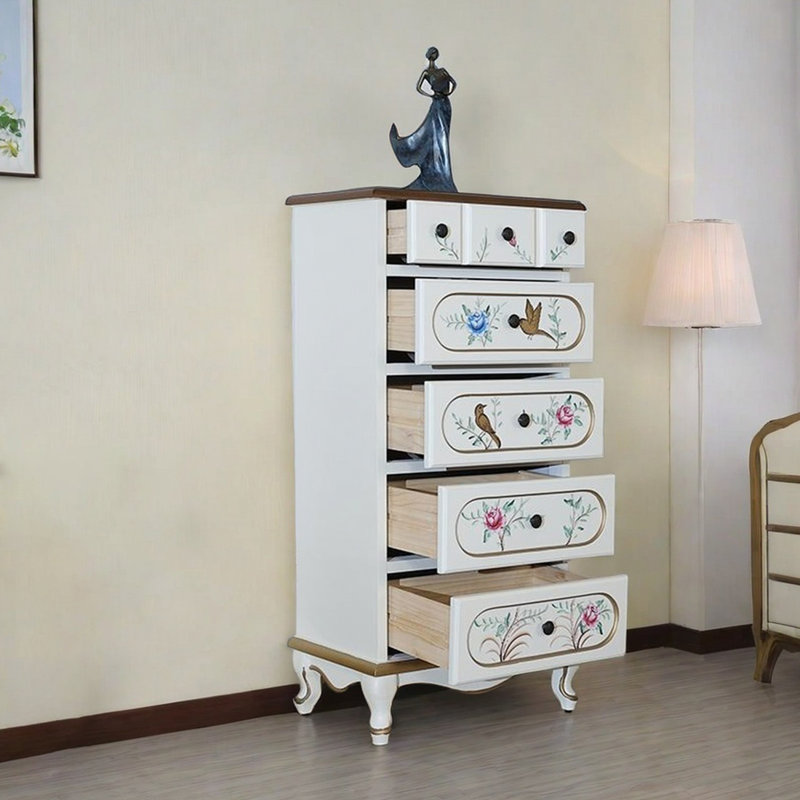 Hand-Painted Floral Storage Accent Chest
