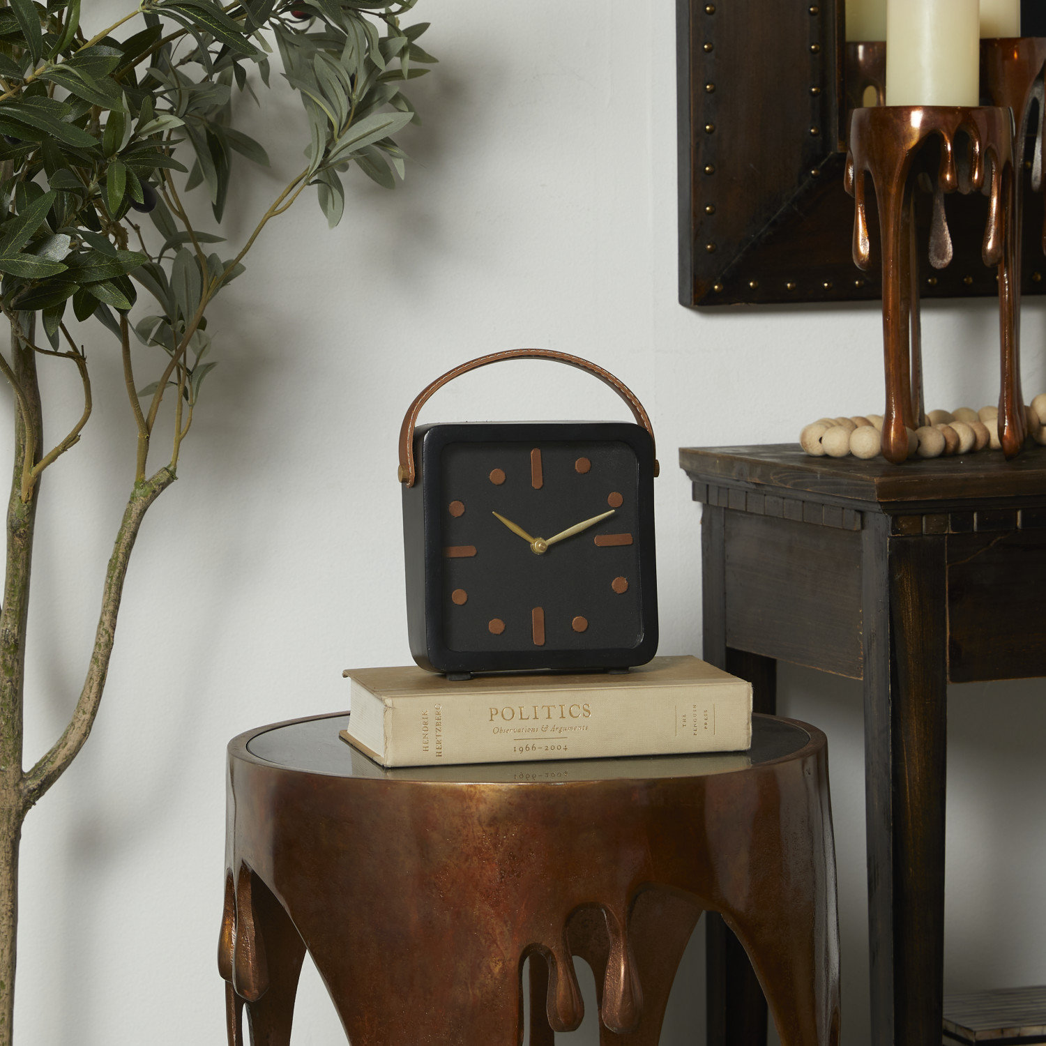Quartz Tabletop Clock, 8.45" H x 6.85" W x 2.75" D