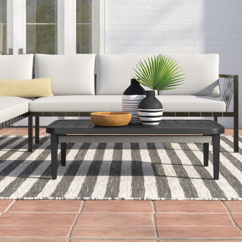 Evalyn Rectangular Metal Outdoor Coffee Table , 50'' in. W 27'' in. D