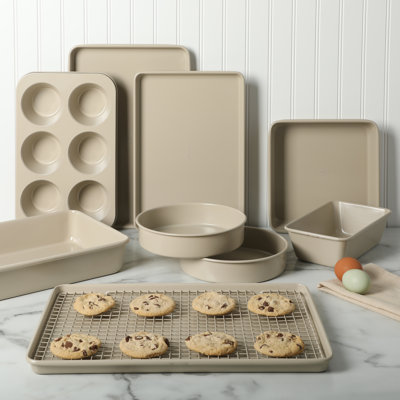 Martha Stewart Gallen 10 Piece Baking Pans Ceramic PFA Free Non-Toxic Non-Stick Bakeware Set