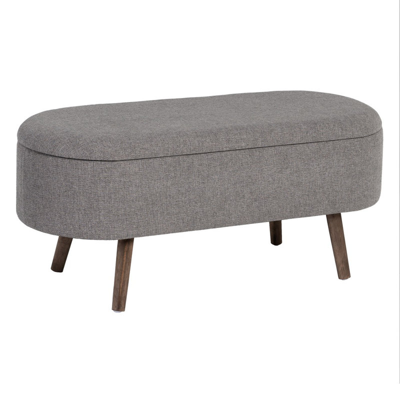 Spillville Polyester Blend Upholstered Storage Bench, Grey