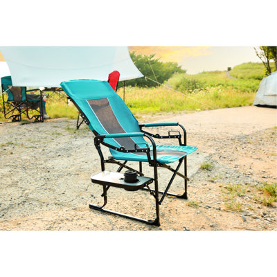 Camping Directors Chair - Heavy Duty Portable For Adults Blue Folding Car Travelling With Side Table Travelling, Outdoor