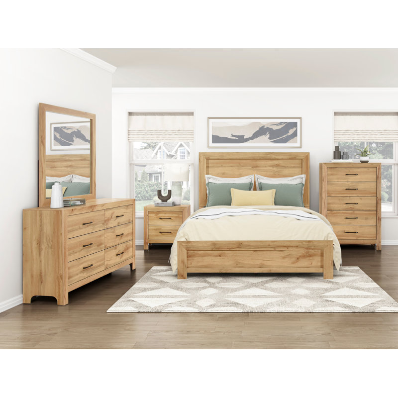 Rustic Wooden Panel Bed, King