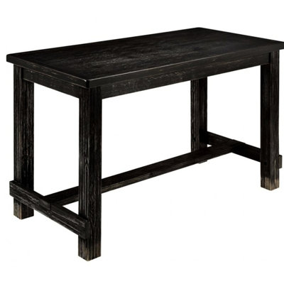 Table rustique noire antique, bois massif, comptoir invitant à manger, matériau en bois