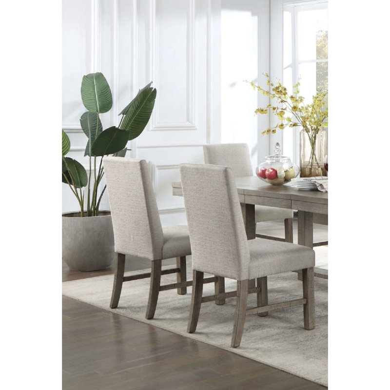 Chaises de salle à manger modernes gris avec coussins rembourrés confortables et supports de style transitionnel avec structure en bois massif