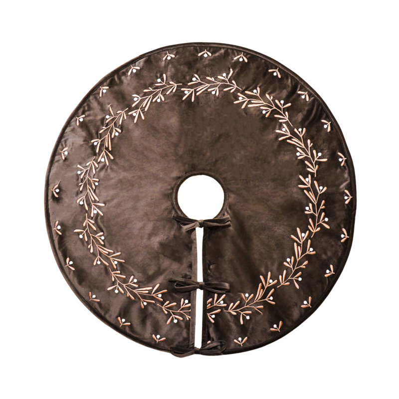 Mocha Velvet Mistletoe Tree Skirt D80cm