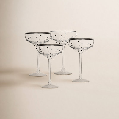 10 Strawberry Street Charming Heart Glassware, Coupe
