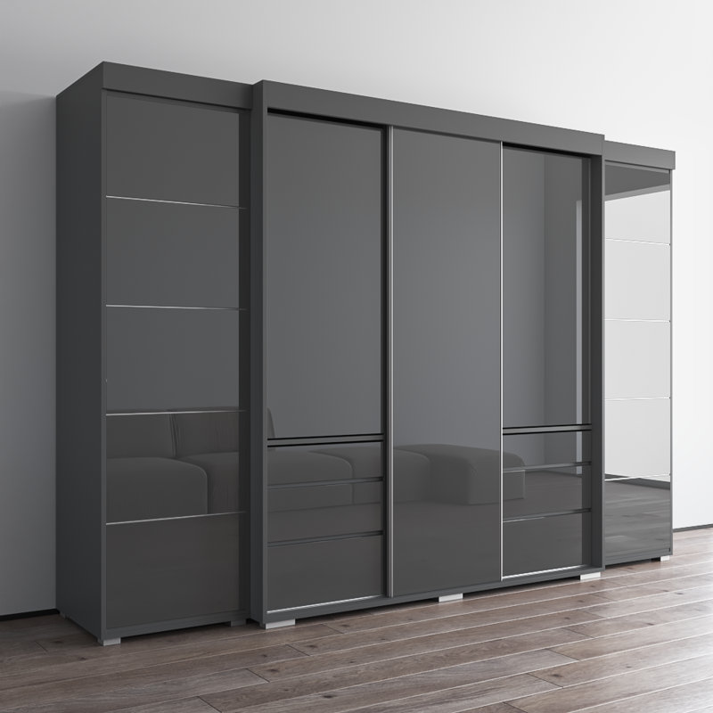 Armoire Marlize 117,4 "avec tablettes réglables, tringle, finition mate, Gris
