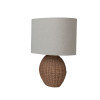 Hand-Woven Rattan Table Lamp with Linen Shade