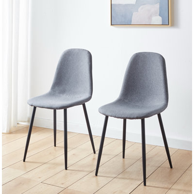 Cullompton Dining Chair With Dark Grey Fabric And Black Legs X 2