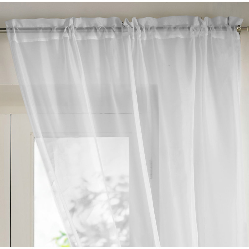 Billerica Sheer Curtain Single Panel, 145 W x 137 D cm, White