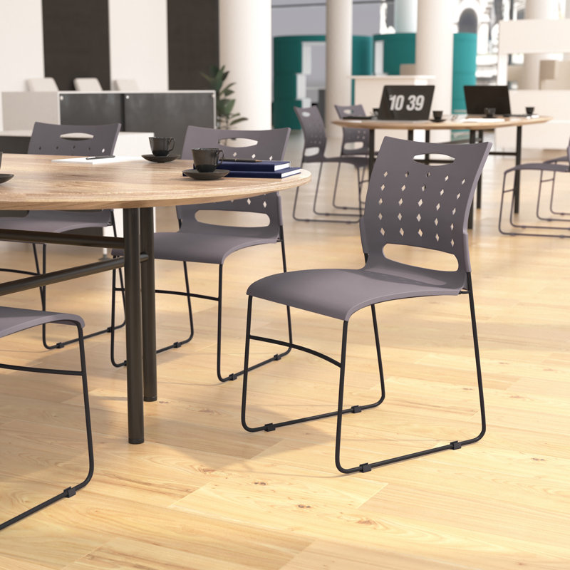 AeroFlow Gray Sled Base Stackable Chairs, Set of 5