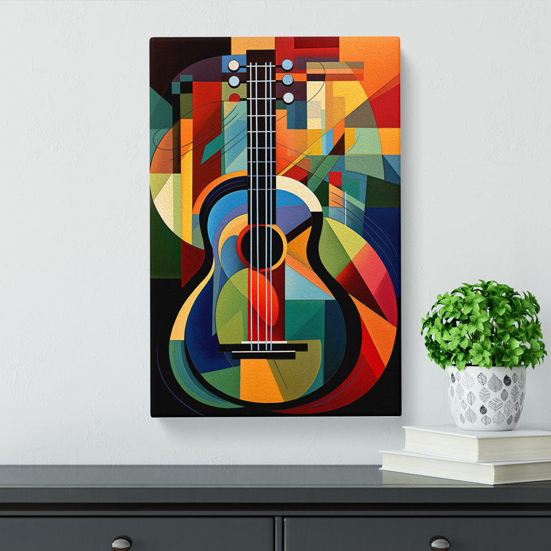 Acoustic Guitar Orphism - Wrapped Canvas Print, 76cm H x 50cm W x 3cm D