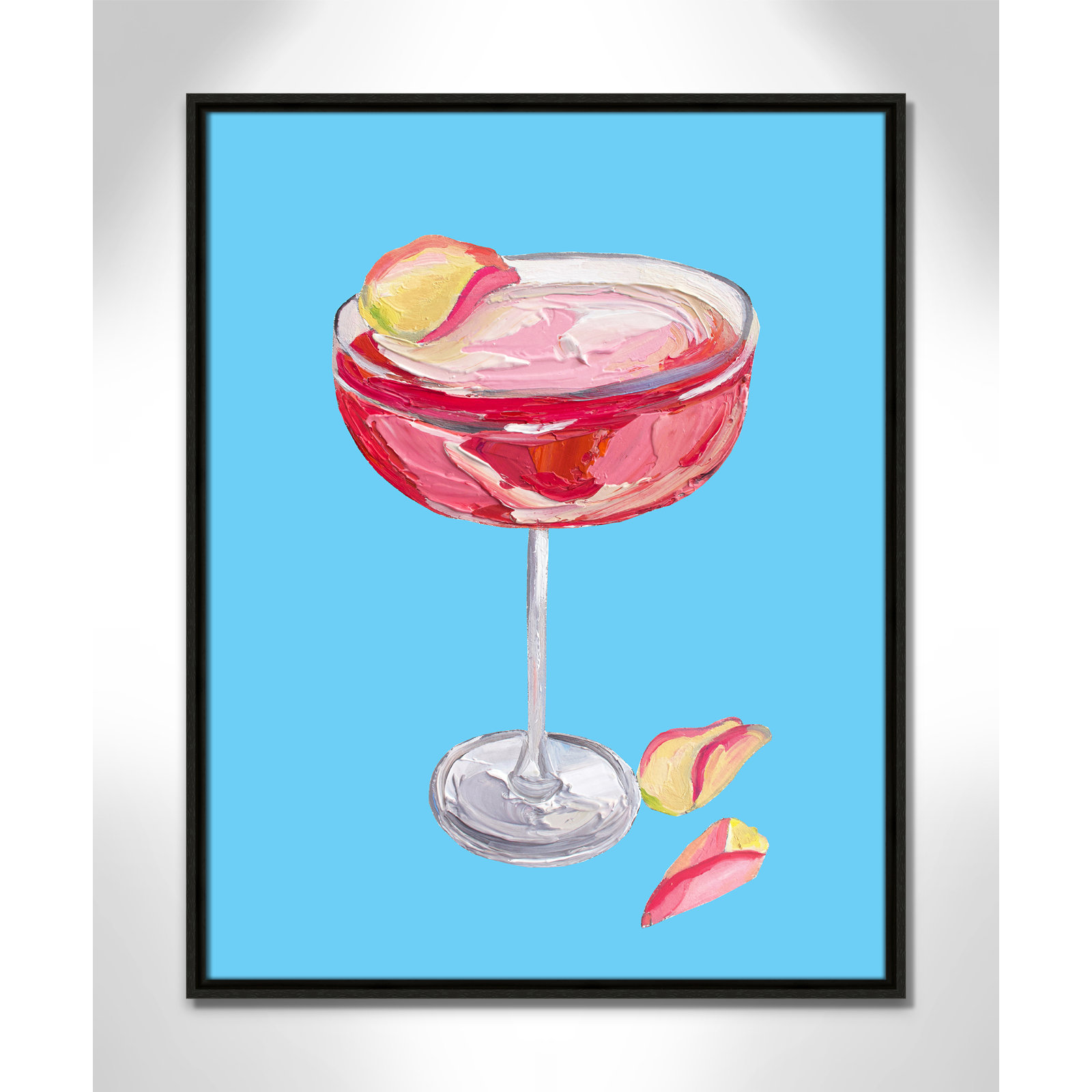Sparkling Rose Gin Cocktail Print by Straker, 29.5" H x 23.5" W, Espresso Floater