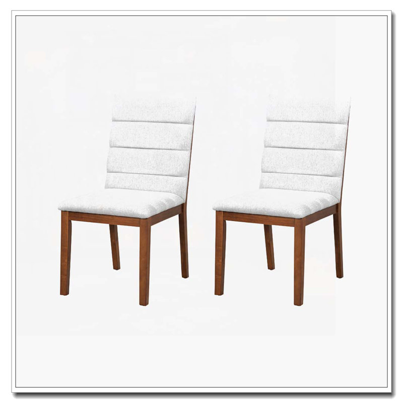 Chaises de salle à manger rembourrées modernes, Noyer, Blanc