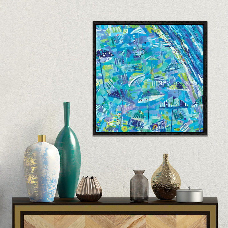 Coastal Fun Collage II by Tara Funk Grim - Floater Frame Gallery-Wrapped Canvas Giclée on Canvas, 45.72 cm H x 45.72 cm W