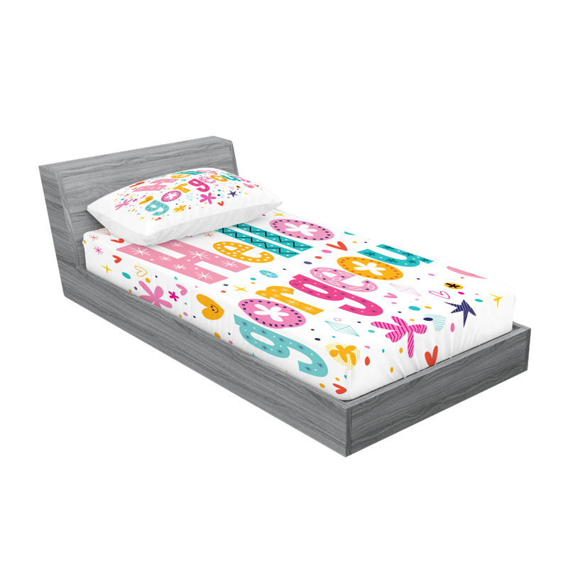 Multicolore Ambusonne Hello Gorgeous, Ensemble de draps pour lit simple avec deux taies 