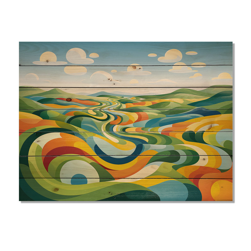 «Modern Bold Farm Horizon I» - impression sur bois pré, H 24 po x l 32 po