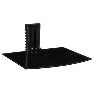 Mount-It! Floating Wall Mounted Shelf Bracket Stand, 17.6 Lbs. Capacity, Tinted Tempered Glass Black