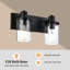 Luminaire de meuble-lavabo pour salle de bain, luminaire pour meuble-lavabo noir mat à 2 lumières avec abat-jour en verre transparent, luminaire pour meuble-lavabo de ferme, luminaires de salle de bain sur miroir-2085157032-2085157035