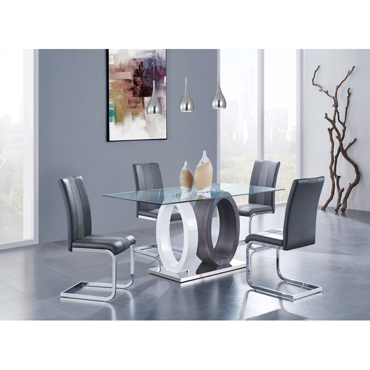 Brayden Studio® Poirier Glass Top Dining Table & Reviews