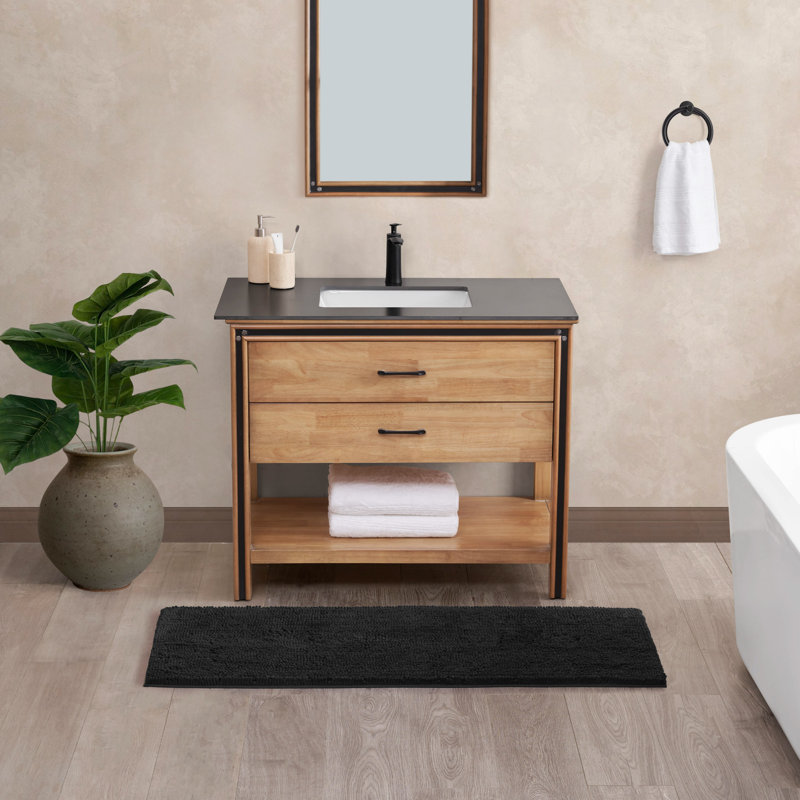 Non-Slip Bath Mat - Basics by Wayfair™, Black, Single - 24" L x 60" W