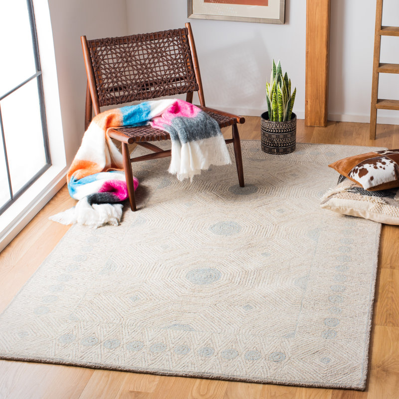 Dejesus Hand Tufted Wool And Cotton With Latex Oriental Rug, Rectangle 5' x 8'