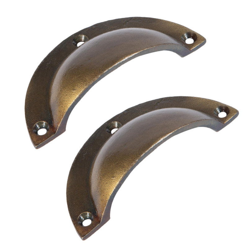 Hammer & Tongs - Curved Cabinet Cup Handle - W95mm x H46mm - Brass