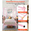 Structure de lit simple à baldaquin en acier rose, tête de lit, baldaquin à quatre colonnes, 12,4 po pour rangement, construction, conception silencieuse, structure en métal facile à installer, couleur, matériau en acier, dessous des joints, simple