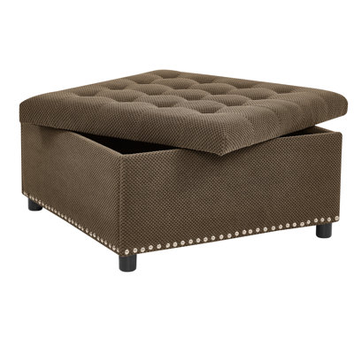 Storage Ottoman, Tufted Footstool, Nailhead Trim Ottoman, Square Storage Ottoman, Upholstered Coffee Table, Bedroom Storage, Living Room Accent, Dark