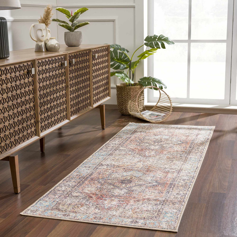 Becky Oriental Machine Washable Brown Area Rug, Runner 2'7" x 10'2"