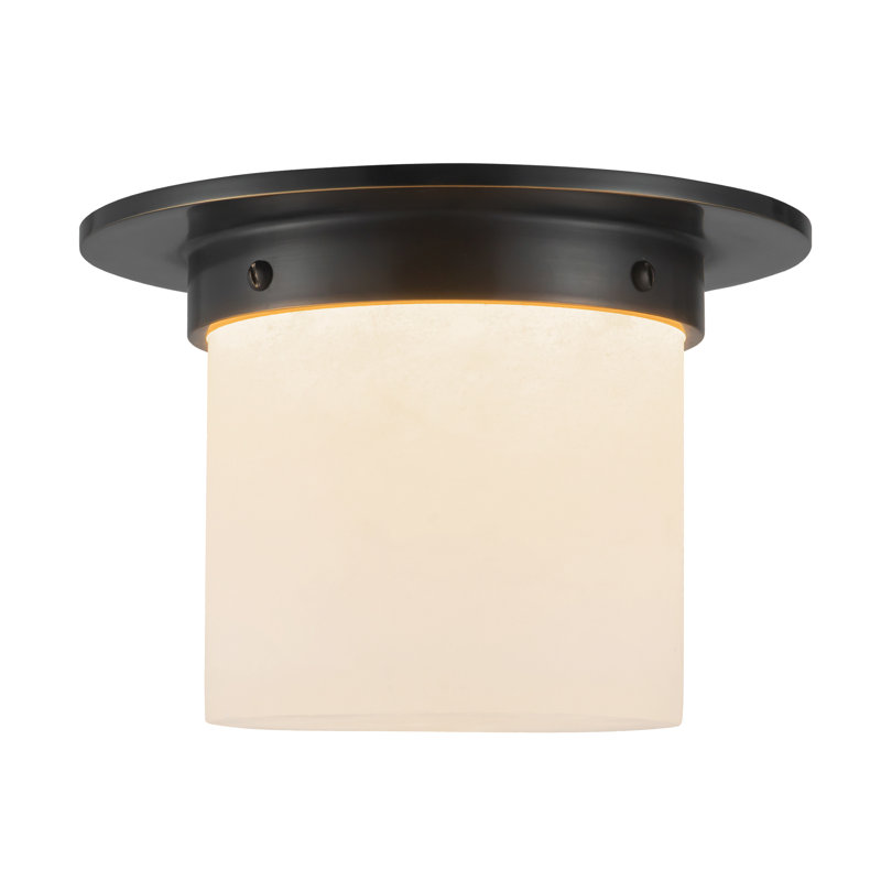 Mineral 8-in Brass Flush Mount, Oil Rubbed Bronze, Alabaster