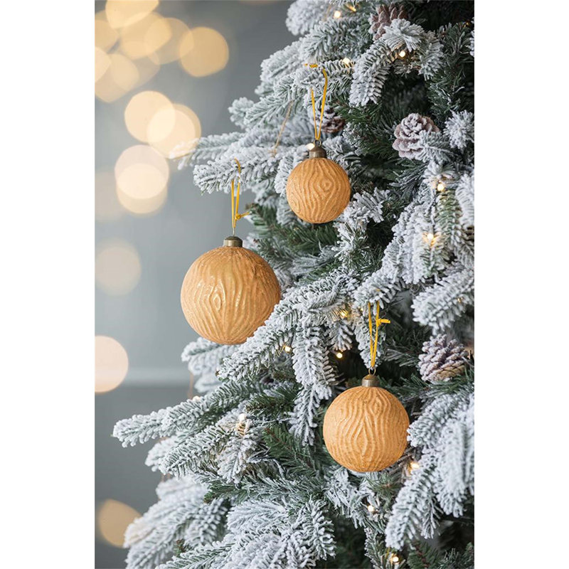 Ornements de boules de Noël D3 ", boules de Noël suspendues en verre, ensemble de 12, Doré