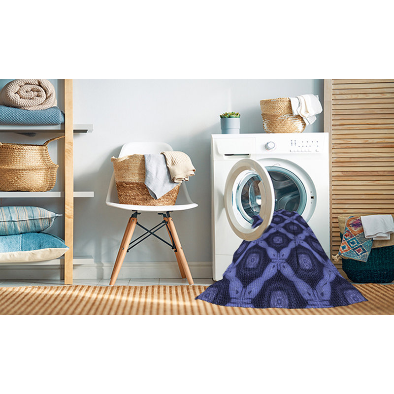 Tapis 100% à motif lavable à la machine 2989, Rond 8 pi