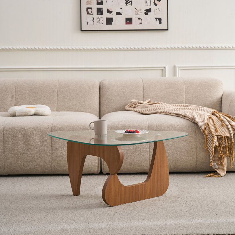 Petite table basse en verre, H 15,74 po x L 35,82 po x l 25,59 po, Transparent, Brun
