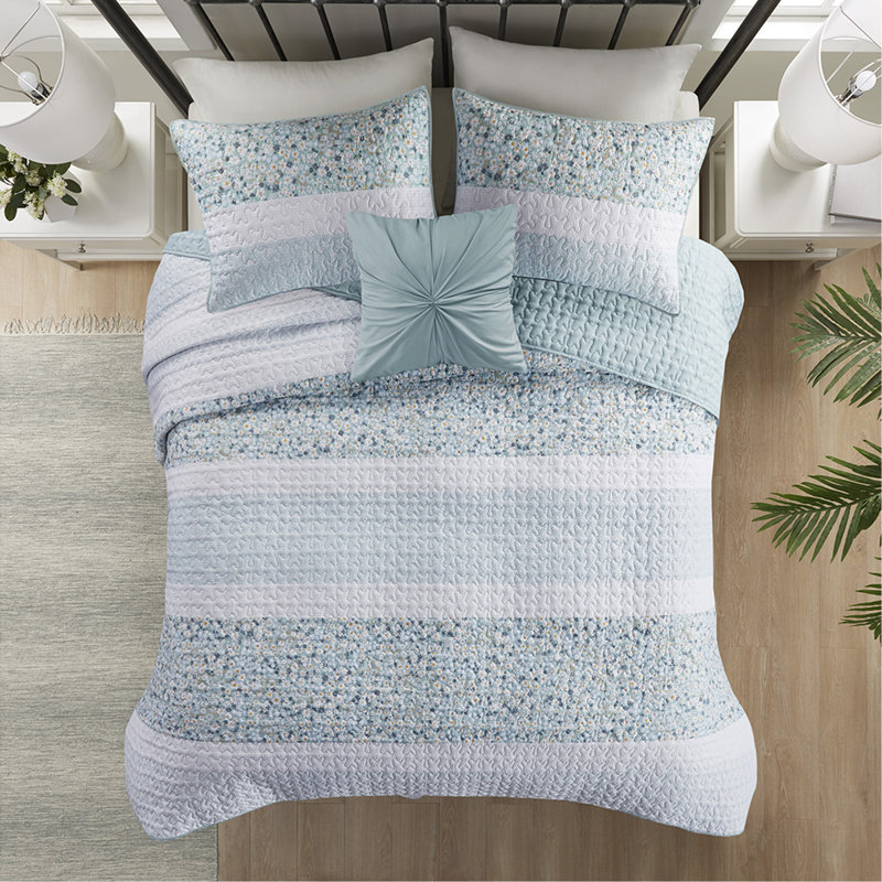Ensemble de courtepointe double / grand 4 pièces avec coussin décoratif, Courtepointe pour grand lit + 2 taies décoratives