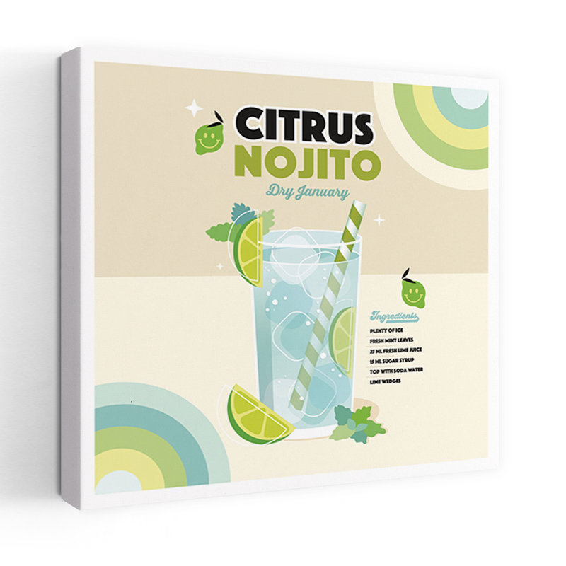 Impression d'art contemporain rafraîchissant «Mojito» d'agrumes rafraîchissants, H 18 po x l 18 po