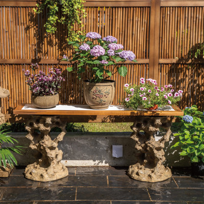 Outdoor solid wood flower rack bonsai shelf