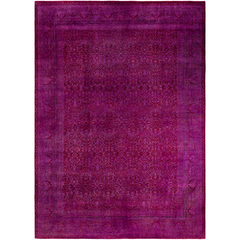 Overdyed Hand-Knotted Wool Modern-Contemporary Purple Area Rug 10' 2" x 13' 10"