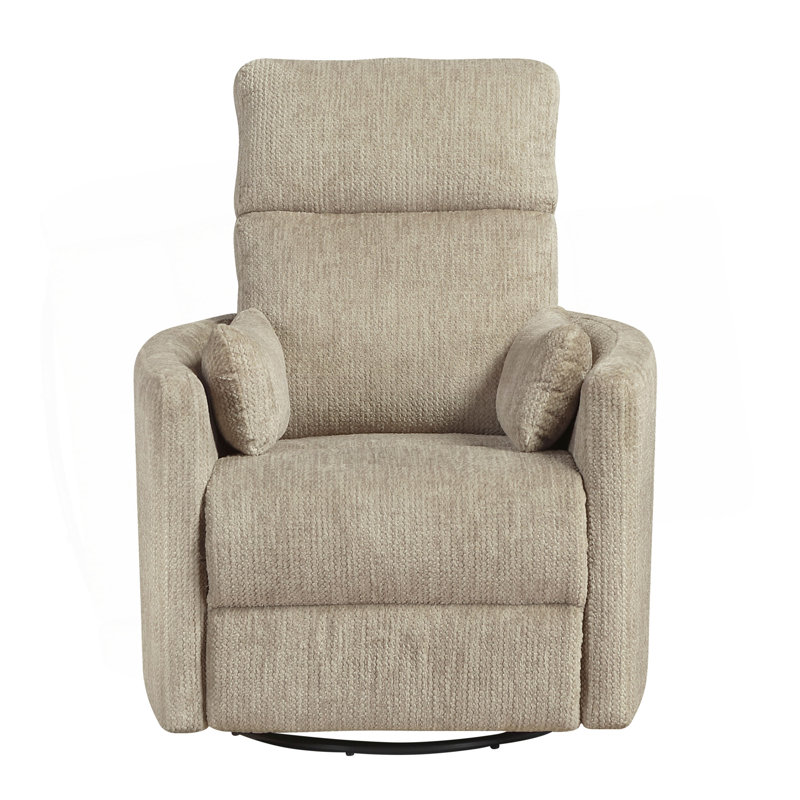 Modern Swivel Glider Reclining Chair Brown Microfiber Upholstery Plush Comfort Matching Pillows Living Room Furniture 1Pc