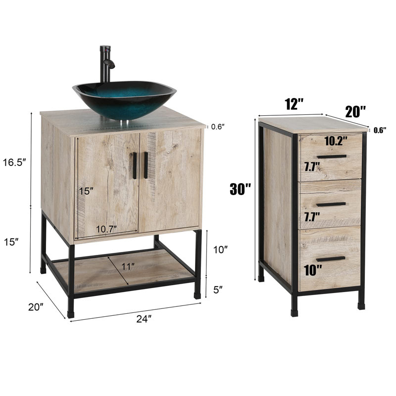 Ensemble de meuble-lavabo simple 36 po Conrado, Chêne, Chêne