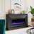 Rene Electric Fireplace Mantel 65" TV Stand with Multi-Color Flame and Crystal Ember Bed-103699383